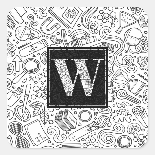 Sticker Carré Monogramme sur mesure scientifique - Stick Carré L (Devant)