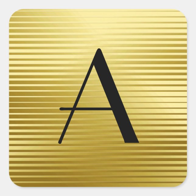 Sticker Carré Monogrammes Art Déco Gold Satin (Devant)