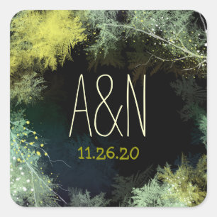 Sticker Carré Monogrammes Mariages de Forêt Magique