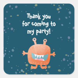 Sticker Carré Monster Sports Boy Birthday Party sur Turquoise
