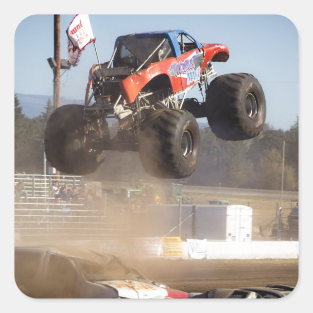 Sticker Carré Monster Truck Jumping (Devant)