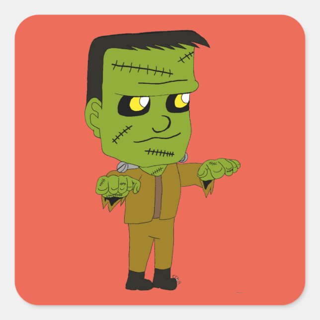 Sticker Carré monstre chibi (Devant)