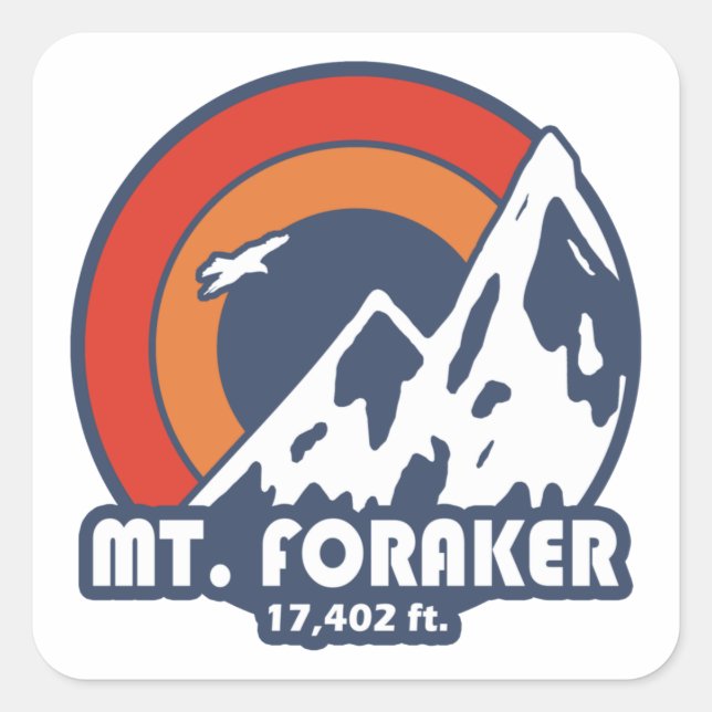 Sticker Carré Mont Foraker Alaska Sun Eagle (Devant)