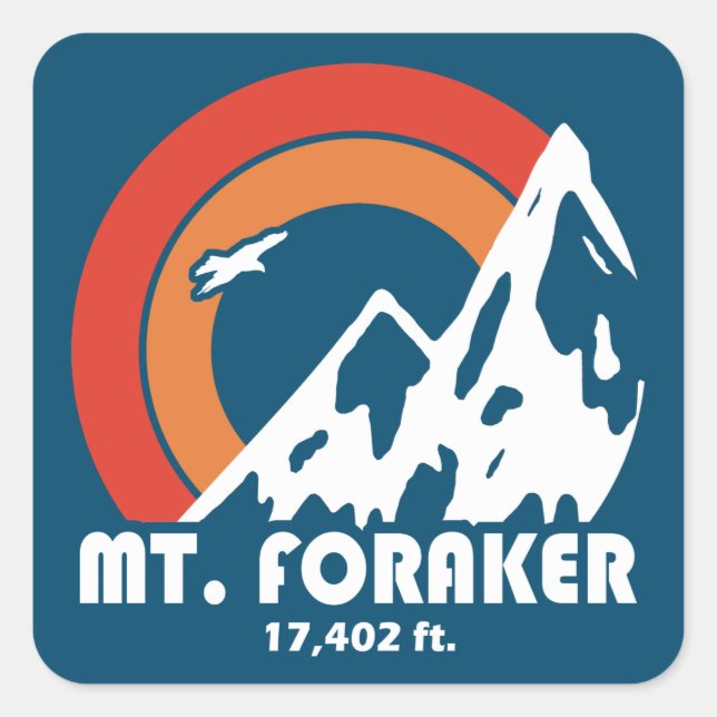 Sticker Carré Mont Foraker Alaska Sun Eagle (Devant)