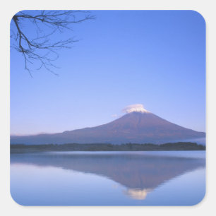 Sticker Carré Mont Fuji du lac Motosu, Yamanashi, Japon