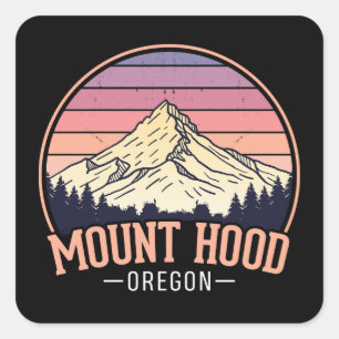 Sticker Carré Mont Hood Rétro Oregon – Nature & Aventure