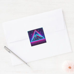 Sticker Carré Mont Neon géométrique - Triangle dans un Carré Des