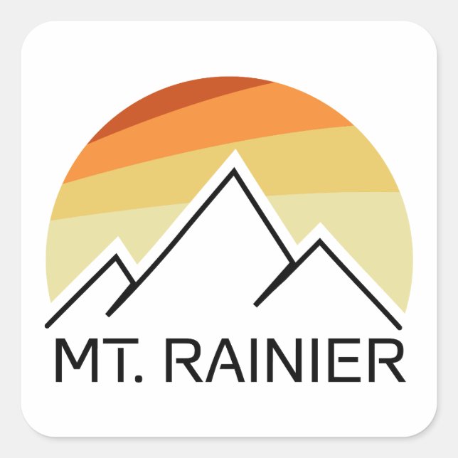 Sticker Carré Mont Rainier Washington Retro (Devant)