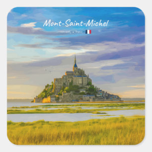 Sticker Carré Mont-Saint-Michel, France - Abbaye médiévale