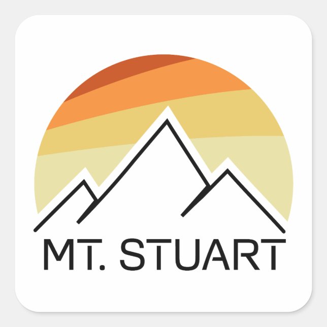 Sticker Carré Mont Stuart Washington Retro (Devant)
