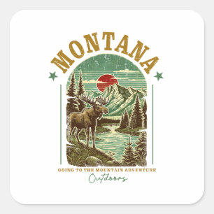 Sticker Carré Montana Nature - Faune, Montagnes, Rivière