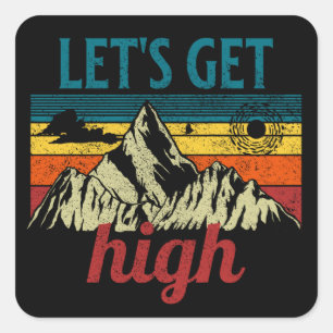 Sticker Carré montée randonnée vintage