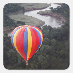Sticker Carré Montgolfière au-dessus de la rivière Mara