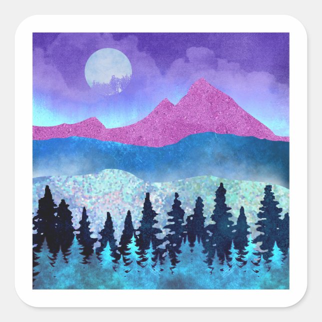 Sticker Carré Monts Amethyst Mist (Devant)