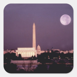 Sticker Carré Monument de Washington, le capitol et Jefferson