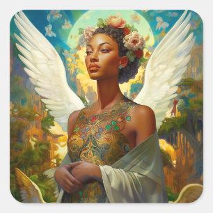 Sticker Carré Moon Goddess Queen Imaginaire Art