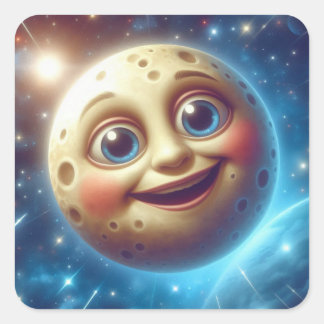 Sticker Carré Moonage sourit