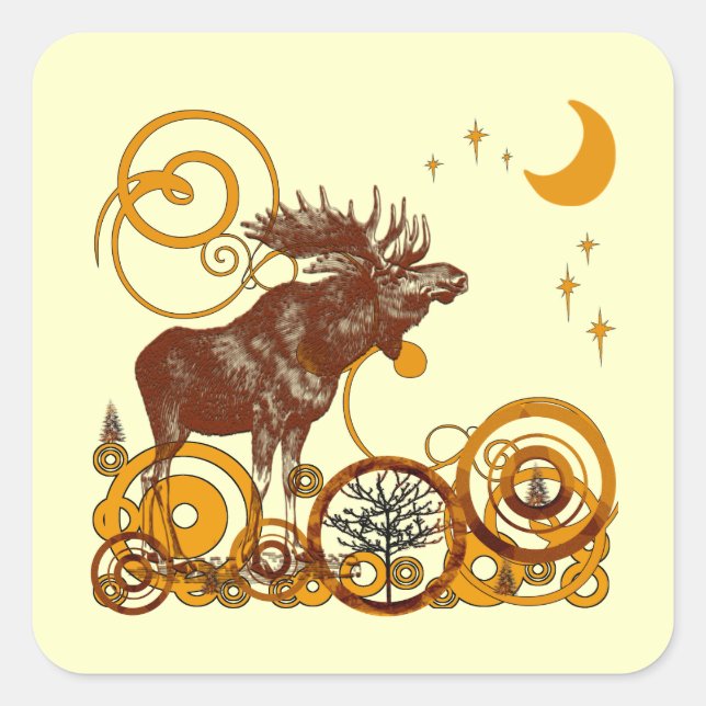 Sticker Carré Moose Christmas (Devant)