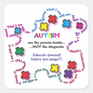 Sticker Carré Morceau de puzzle d'autisme