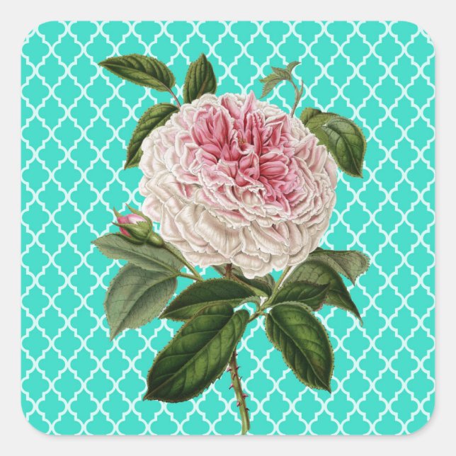 Sticker Carré morrocan tuile turquoise rose (Devant)