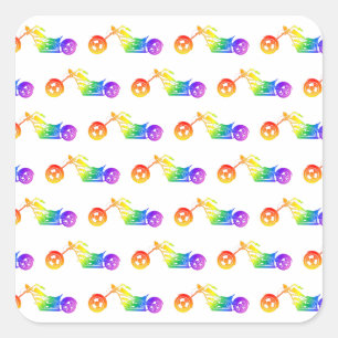 Sticker Carré Mortocycle arc-en-ciel