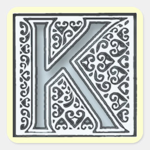 Sticker Carré mosaïque argentée monogramme -
