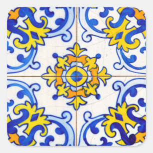 Sticker Carré Mosaïque d'art portugaise Azulejo
