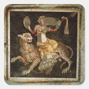 Sticker Carré Mosaïque de Dionysus chevauchant un Leopard c.180 
