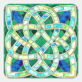 Sticker Carré Mosaïque de pierre céleste verte