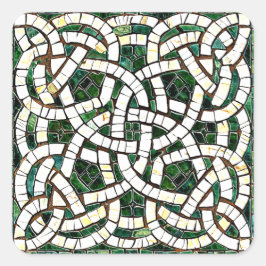 Sticker Carré Mosaïque de pierre céleste verte et blanche