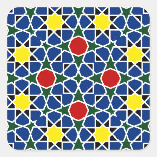 Sticker Carré Mosaïque marocaine Mosaïque géométrique Motif