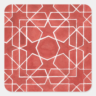 Sticker Carré Mosaïque marocaine rouge ROSETTE