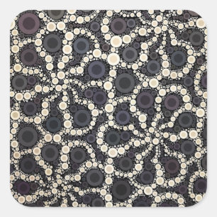 Sticker Carré Mosaïque Pétales Fleur Noir Tan Brown