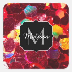 Sticker Carré Mosaïque rouge abstrait brillant parties scintilla