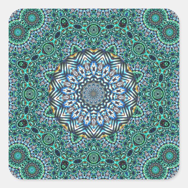 Sticker Carré Mosaïque turquoise Kaleidoscopique Réflexions Desi (Devant)