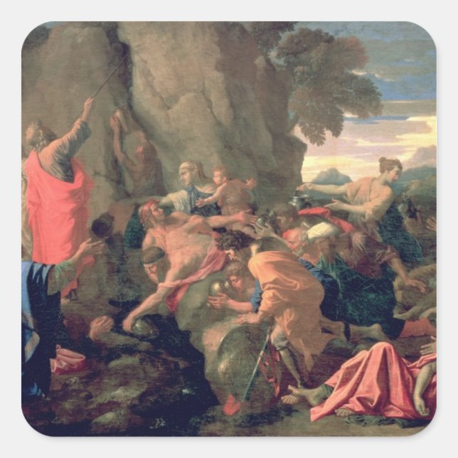 Sticker Carré Moses Striking Water from the Rock, 1649 (Devant)