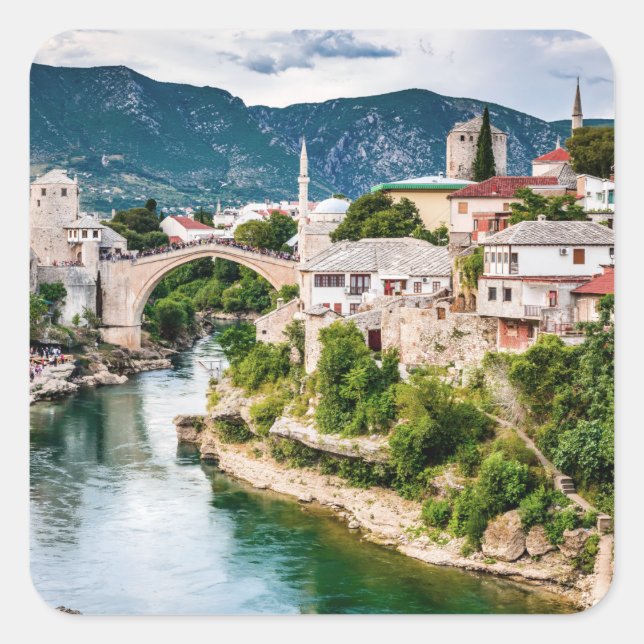 Sticker Carré Mostar Bosnie-Herzégovine (Devant)