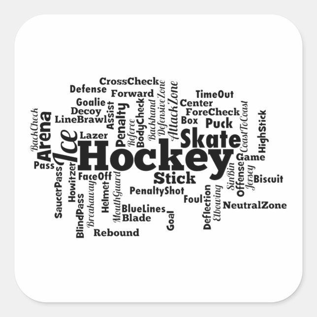 Sticker Carré Mot de hockey sur glace (Devant)