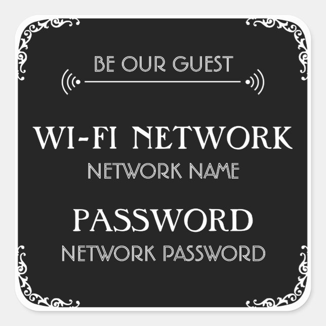 Sticker Carré Mot de passe Wifi (Devant)