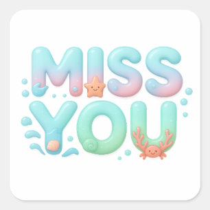 Sticker Carré Mot manquant vernis océan pastel