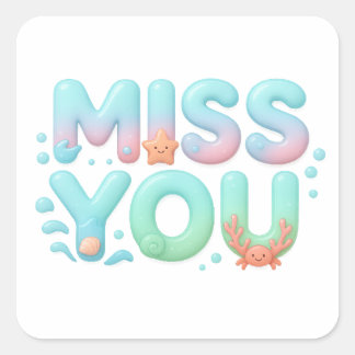 Sticker Carré Mot manquant vernis océan pastel