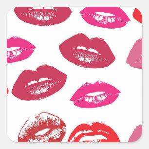 Sticker Carré Motif à bouche rouge Personnalisé