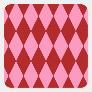 Sticker Carré Motif à carreaux Harlequin rose rouge