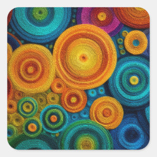 Sticker Carré Motif Abstrait de Spirale Colorée Tourbillon Géomé