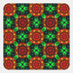 Sticker Carré Motif Abstrait Élégant Bohème Moderne Floral #504