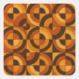 Sticker Carré Motif abstrait géométrique du milieu du siècle mod