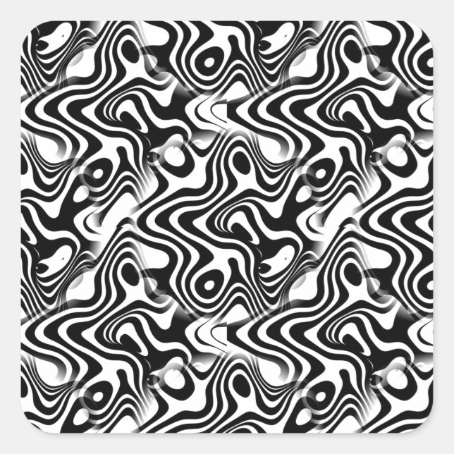 Sticker Carré Motif Abstrait tendance noir et blanc (Devant)