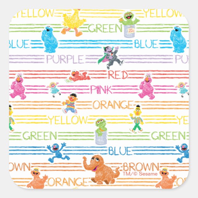 Sticker Carré Motif Amis de Sesame Couleur Arc-en-Ciel (Devant)