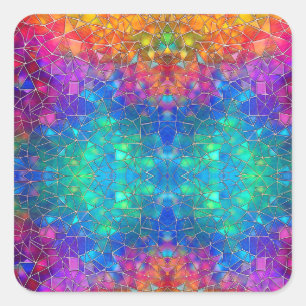 Sticker Carré Motif arc-en-ciel en verre tendu