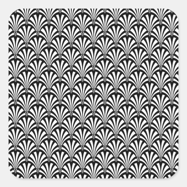 Sticker Carré Motif Art déco noir et blanc (Devant)